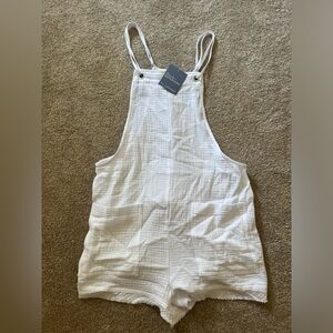 White Textured Overalls